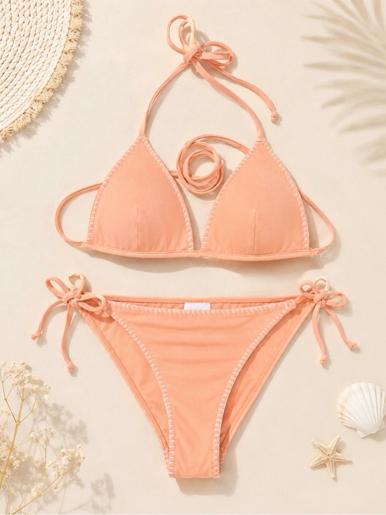 H&M Other - H&M Women’s Peach Triangle Tie Bikini Set